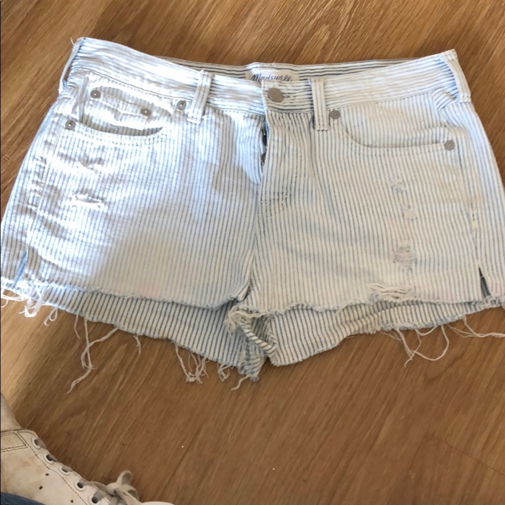 Madewell pinstripe denim shorts